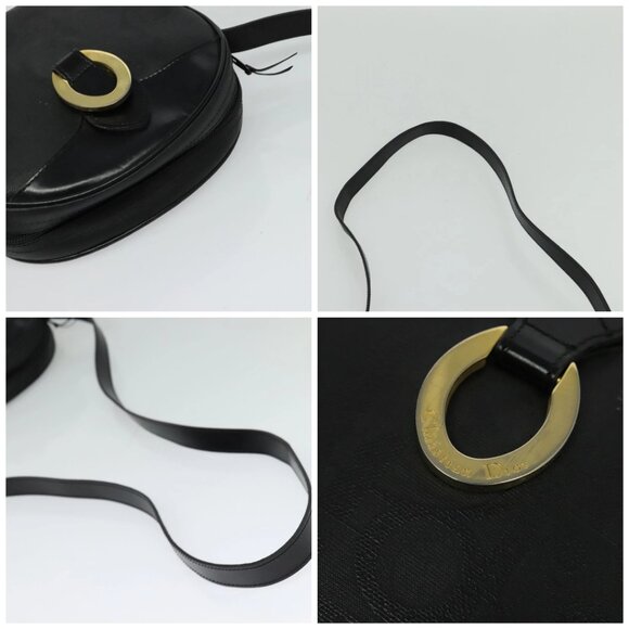 Christian Dior Trotter Canvas Shoulder Bag PVC Black Gold Auth sw750 - Picture 16 of 16